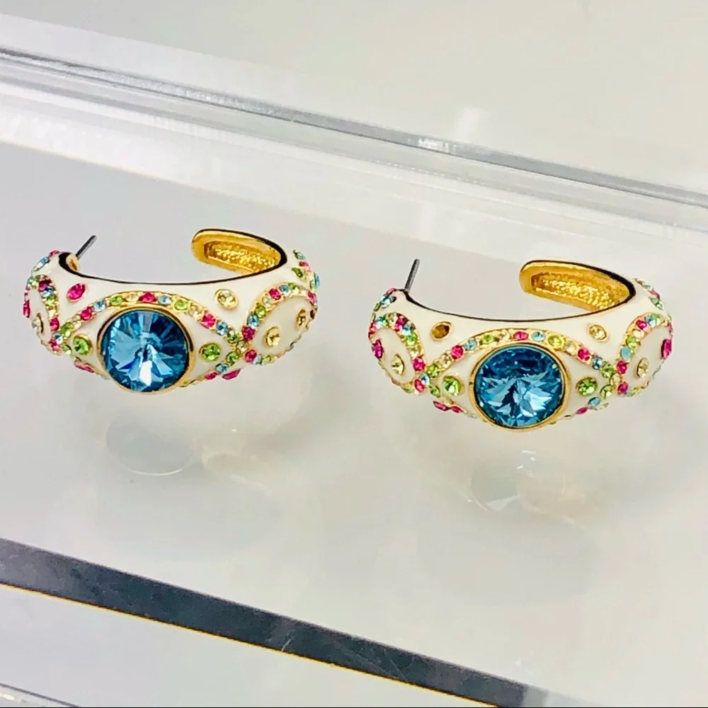 ROSS SIMONS SWAROVSKI CRYSTAL 18K GOLD OVER STERLING BRACELET EARRINGS RING - Picture 9 of 15